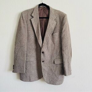 Stafford modern brown wool blazer jacket 46R double button business casual